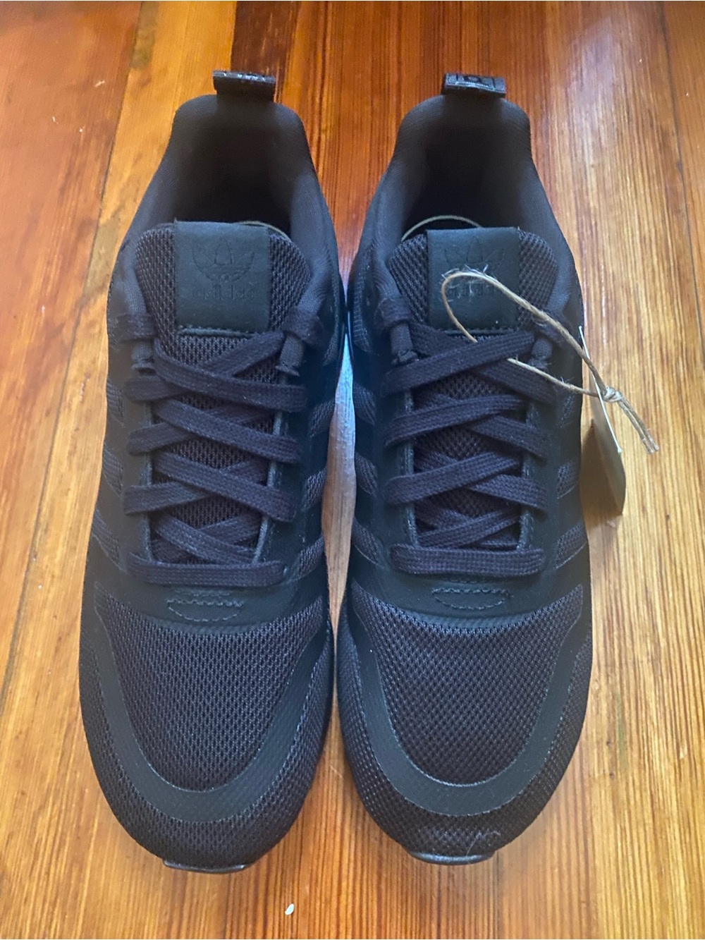adidas Kids All-Black Mesh Lace-Up Sneakers